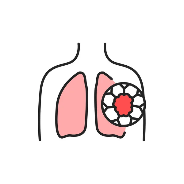 Кольорова піктограма лінії раку легенів. Підпишіться на веб-сторінку, мобільний додаток — стоковий вектор