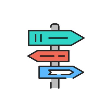 Yönlü ok yolu renk çizgisi simgesi. Şehir rehberi. Kamu navigasyonu. Düzenlenebilir vuruş.