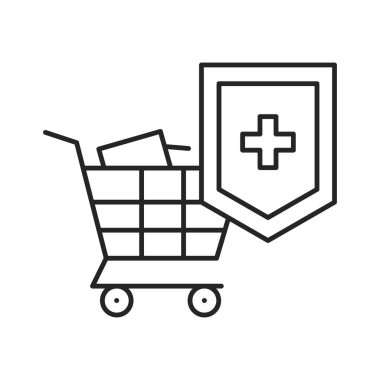 Güvenli alışveriş çizgisi simgesi. Salgını önleme.