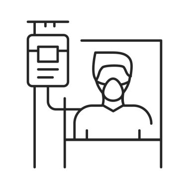 Oksijen maskesi çizgi renk simgesi. Hastane servisi..