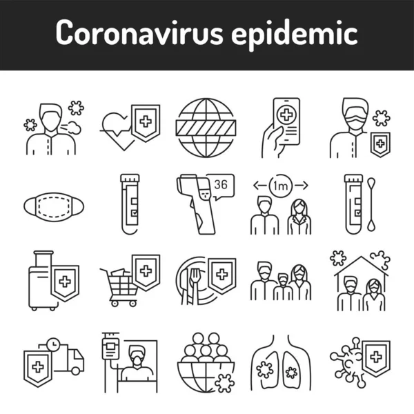 Виявлено ікони епідемічного кольору Коронавірусу. Pictograms for web page, mobile app, promo. — стоковий вектор