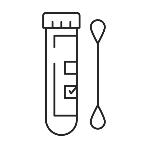 Laboratory tube with saliva test color line icon. Check on disease Coronavirus. — Stock Vector