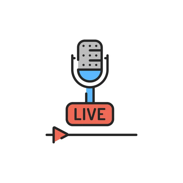 Live kleur lijn pictogram. Podcasting. Aanpasbare beroerte. — Stockvector