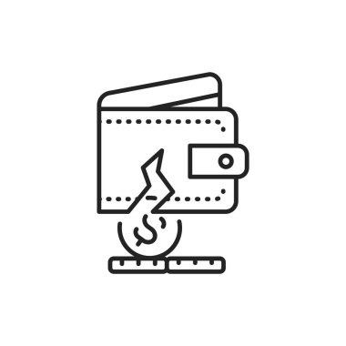 Torn wallet line color icon. Sign for web page, mobile app