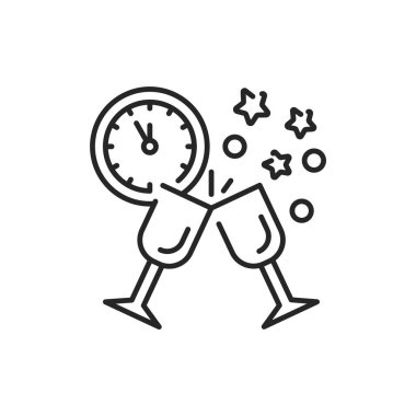 Yeni yıl kutlaması renk çizgisi ikonu. Parlak ışıklar. Düzenlenebilir vuruş.