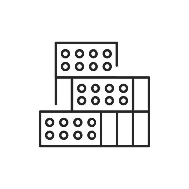 Yığınla tuğla renkli çizgi simgesi. Web sayfası için piktogram, mobil uygulama, tanıtım. Düzenlenebilir vuruş.