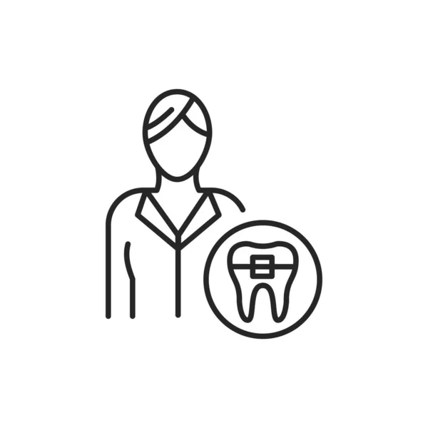 歯列矯正医のカラーラインアイコン ウェブページ モバイルアプリ プロモーションのためのPictogram 編集可能なストローク — ストックベクタ