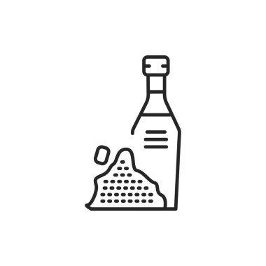 Siyah kimyon bitkisel yağ şişesi renk çizgisi simgesi. Doğal, sağlıklı vejetaryen yemekleri. Web sayfası için piktogram, mobil uygulama, tanıtım. UI UX GUI tasarım elemanı. Düzenlenebilir vuruş.