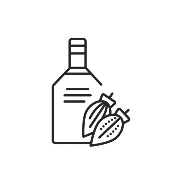 カカオ植物油ガラスボトルカラーラインアイコン 健康的なベジタリアン料理 ウェブページ モバイルアプリ プロモーションのためのPictogram Guiデザイン要素 編集可能なストローク — ストックベクタ