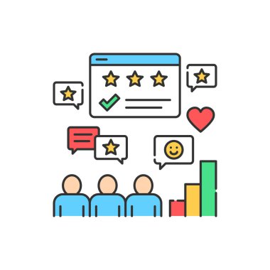 Geribildirim renk çizgisi simgesi. Kitle fonlaması. Web sayfası için piktogram, mobil uygulama, tanıtım. UI UX GUI tasarım elemanı. Düzenlenebilir vuruş.