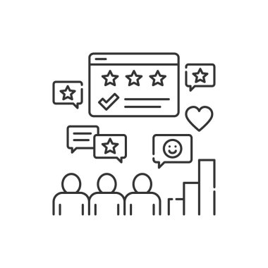 Geri besleme siyah çizgi simgesi. Kitle fonlaması. Web sayfası için piktogram, mobil uygulama, tanıtım. UI UX GUI tasarım elemanı. Düzenlenebilir vuruş.