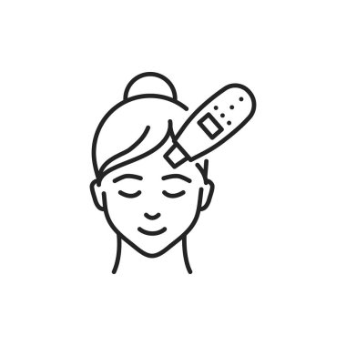 Ultrasonik yüz temizleme renk çizgisi simgesi. Web sayfası, mobil uygulama, tanıtım için resim grafiği.