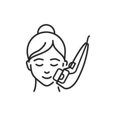 Smas yüz kaldırma renk çizgisi simgesi. Web sayfası, mobil uygulama, tanıtım için resim grafiği.