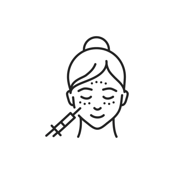 Acne on the female face line black icon. Skin rash. Dermatological ...