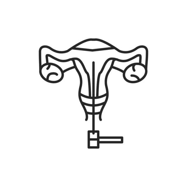 Icono negro de la línea de histeroscopia. Revisión del sistema reproductivo femenino. Firma para la página web, aplicación móvil, botón, logotipo. — Vector de stock