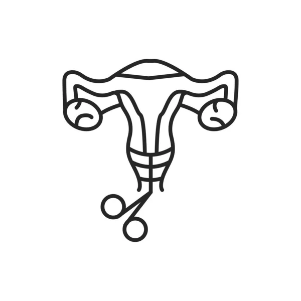 Biopsia cervical línea icono negro. Revisión del sistema reproductivo femenino. Firma para la página web, aplicación móvil, botón, logotipo. — Vector de stock