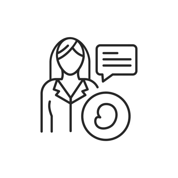 Консультація лікаря-гінеколога лінія чорна ікона. Моніторинг вагітності. Підписка на веб-сторінку, мобільний додаток, кнопка, логотип — стоковий вектор