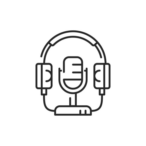 Micrófono y auriculares icono de línea de color. Podcasting. Carrera editable. — Archivo Imágenes Vectoriales