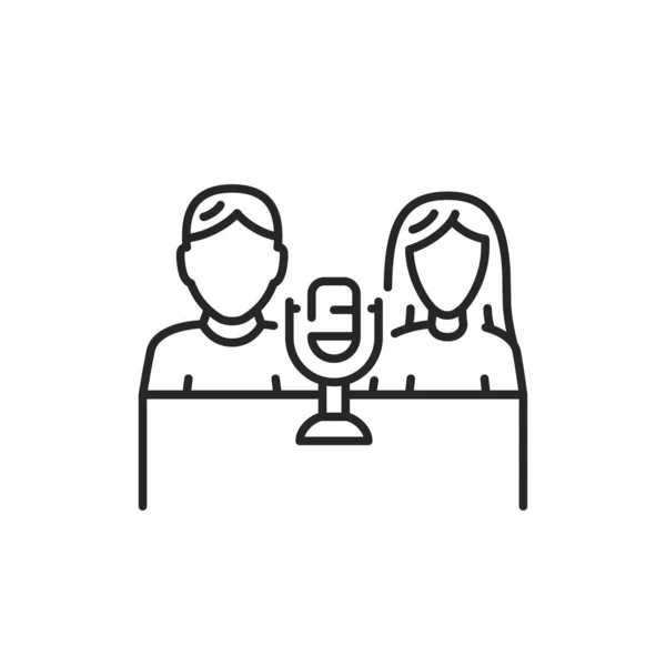 Podcasting kleurlijn pictogram. Aanpasbare beroerte. — Stockvector