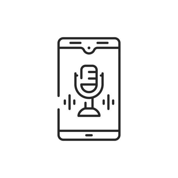 Altavoz en el icono de la línea de color smartphone. Podcasting. Carrera editable. — Archivo Imágenes Vectoriales