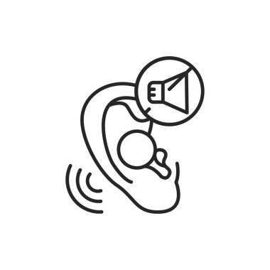 Ses geçirmez kulak tıkaçları renk çizgisi simgesi. Web sayfası için piktogram, mobil uygulama, tanıtım. Düzenlenebilir vuruş