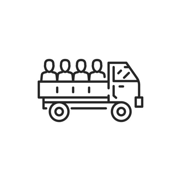 Transport par camion immigrants illégaux icône de ligne de couleur. Course modifiable. — Image vectorielle