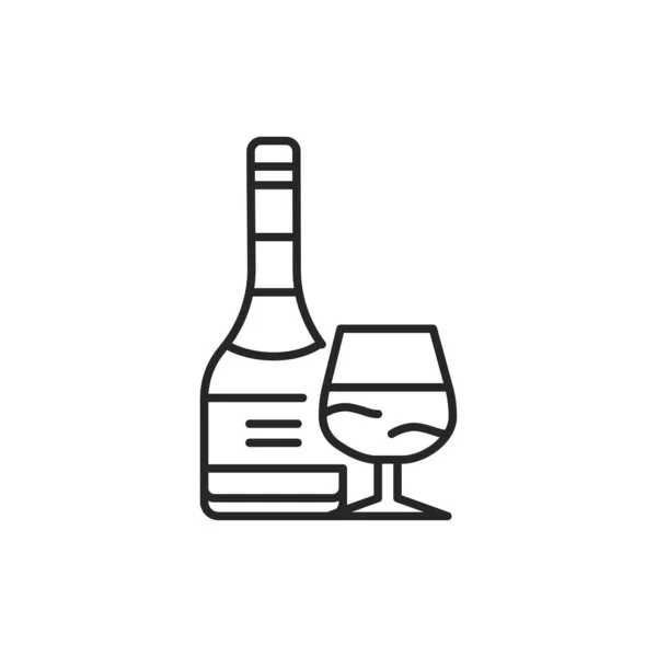 白兰地瓶和玻璃杯色系图标.酒精饮料. — 图库矢量图片