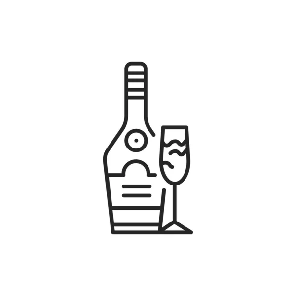 Schnapsflasche und Glas Farbe Linie Symbol. Alkoholische Getränke. — Stockvektor
