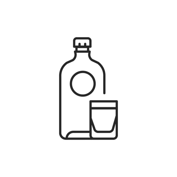 Botella Moonshine y cristal icono de la línea de color. Bebidas alcohólicas. — Vector de stock