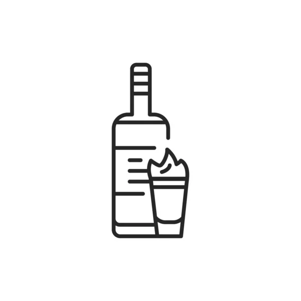 Absinthe fles en glas kleur lijn pictogram. Alcoholhoudende dranken. — Stockvector