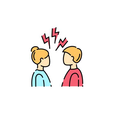 Çakışan renk çizgisi simgesi. Anlaşmazlık, ilişki kavramı. Web sayfası, mobil uygulama, düğme, logo için imza. Düzenlenebilir vuruş