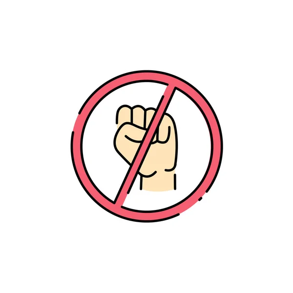 Arrêtez Violence Icône Ligne Couleur Protection Victimes Intimidation Concept Signe — Image vectorielle