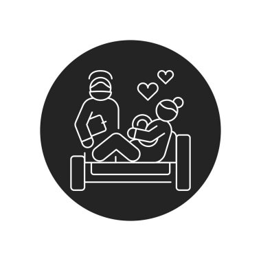 Çocuk siyah kabartma simgesinin doğuşu. İnternet için piktogram, mobil uygulama, tanıtım. UI UX tasarım ögesi