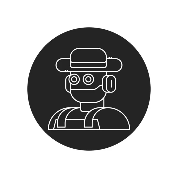 Robot Futuriste Agriculteur Icône Glyphe Noir Iot Agricole Icône Linéaire — Image vectorielle