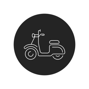 Scooter siyah simge simgesi. Şehir taşımacılığı. İnternet için piktogram, mobil uygulama, tanıtım. UI UX tasarım ögesi