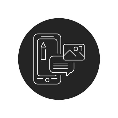 Akıllı telefon siyah simge simgesinde fotoğraf editörü mobil uygulaması. Web sayfası için piktogram, mobil uygulama, tanıtım. UI UX GUI tasarım elemanı. Düzenlenebilir vuruş