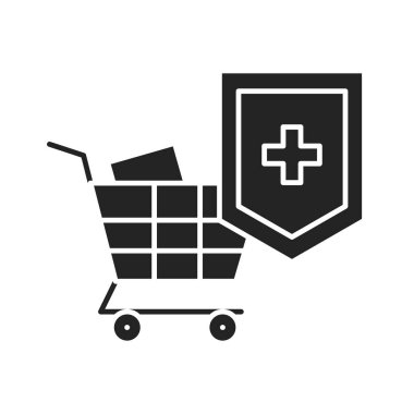 Güvenli alışveriş çizgisi simgesi. Salgını önleme. Web sayfası, mobil uygulama, düğme, logo için imzala