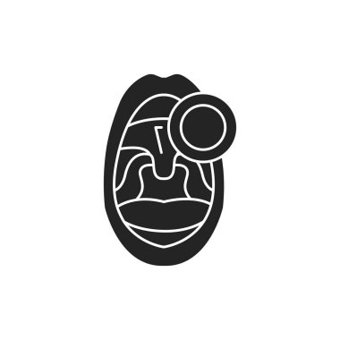 Gırtlak iltihabı olan açık bir ağız. Web sayfası, mobil uygulama, düğme, logo için imzala