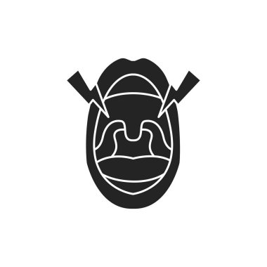 Ağzı ağrılı boğaz çizgisi renk simgesi ile açık. Web sayfası, mobil uygulama, düğme, logo için imzala