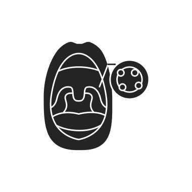 Bademcik iltihabı renkli bir ağız aç. Web sayfası, mobil uygulama, düğme, logo için imzala