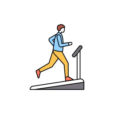 Koşu bandı renk çizgisi simgesinde çalışıyor. Web sayfası için piktogram, mobil uygulama, tanıtım. UI UX GUI tasarım elemanı. Düzenlenebilir vuruş.