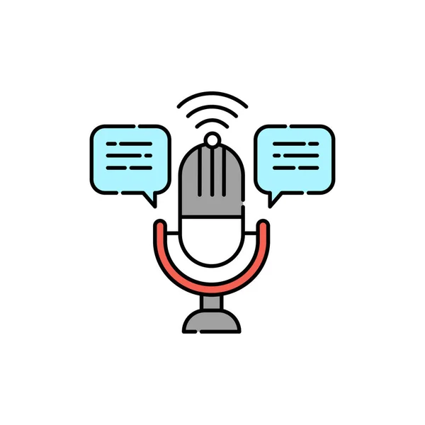 Voice Podcast Kleur Lijn Pictogram Pictogram Voor Webpagina Mobiele App — Stockvector