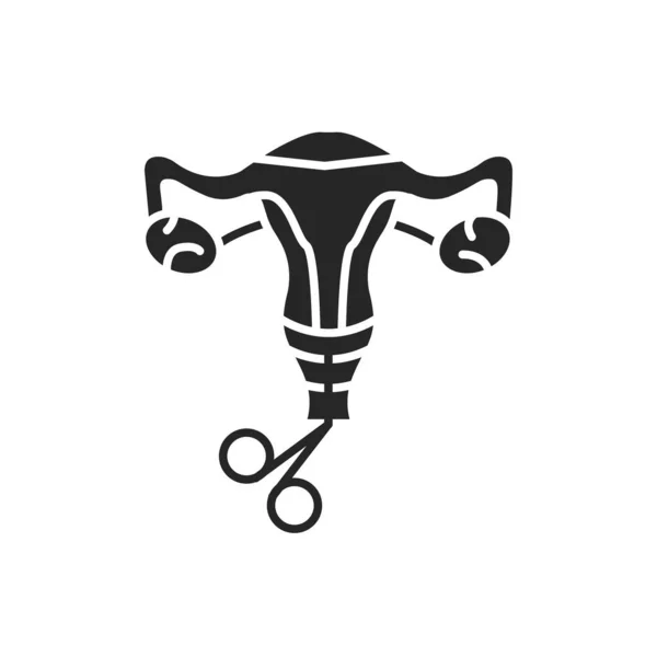 Gebärmutterhalsbiopsie Glyphe Schwarzes Symbol Untersuchung Des Weiblichen Fortpflanzungssystems Anmeldung Für — Stockvektor