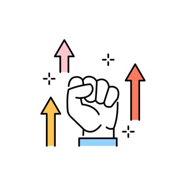 Motivasyon renk çizgisi simgesi. Web sayfası için piktogram, mobil uygulama, tanıtım. UI UX GUI tasarım elemanı. Düzenlenebilir vuruş.