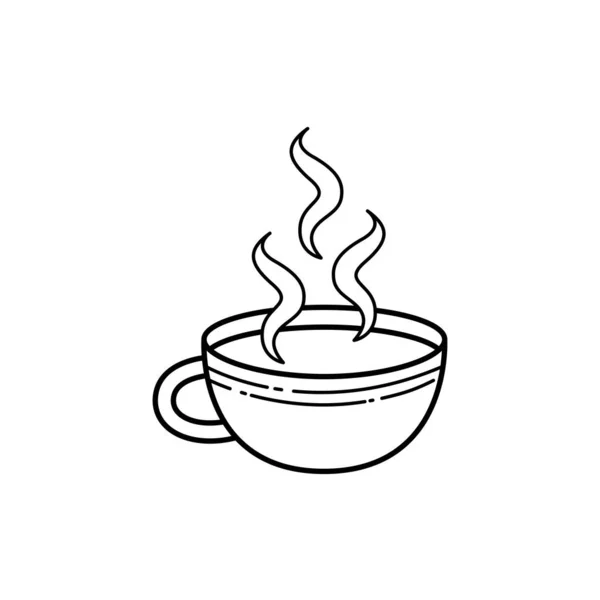 熱いお茶やコーヒーの色のラインアイコンをカップ ウェブページ モバイルアプリ プロモーションのためのPictogram Guiデザイン要素 編集可能なストローク — ストックベクタ