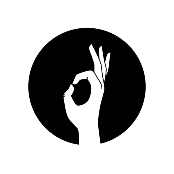 Elin Simgesi Okey Siyah Sembol Simgesi Web Sayfası Için Piktogram — Stok Vektör