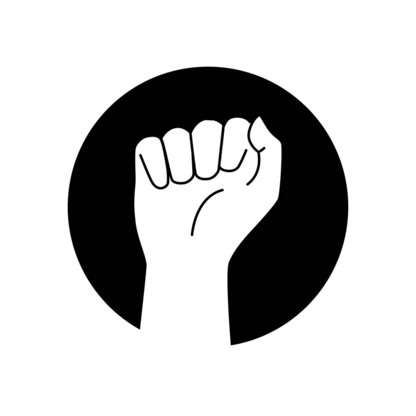 Ανθρώπινη Γροθιά Μαύρο Ανάγλυφο Εικονίδιο Χέρι Δείχνει Σύμβολο Δύναμης Εικονόγραμμα — Διανυσματικό Αρχείο
