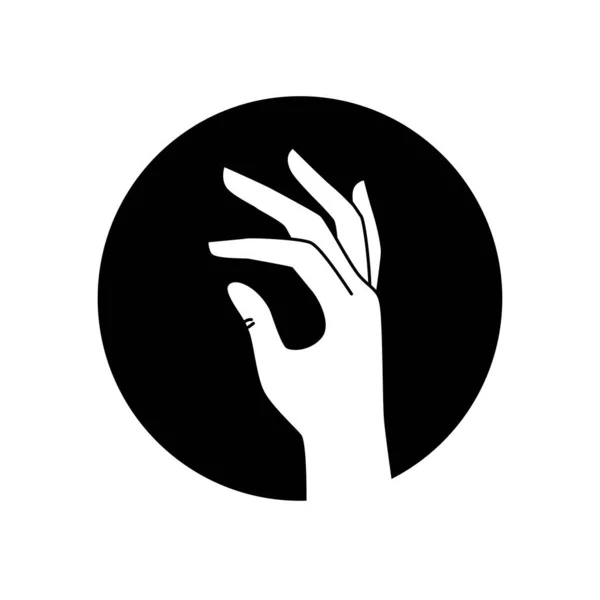 Normális Emberi Kézjel Fekete Ikon Ujjakat Fel Gesztus Vázlat Elem — Stock Vector