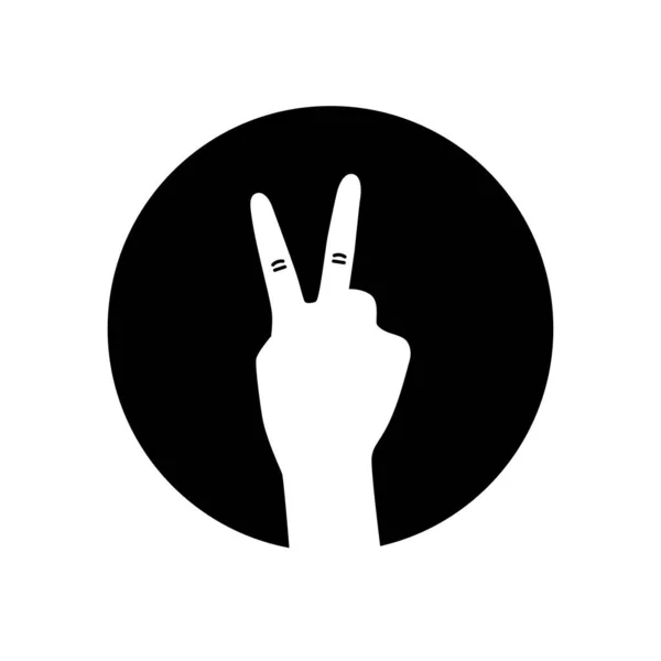 2本の指が黒のアイコンをジェスチャー ピースハンドジェスチャースケッチ要素 ウェブページ モバイルアプリ プロモーションのためのPictogram 編集可能なストローク 手描きイラスト — ストックベクタ