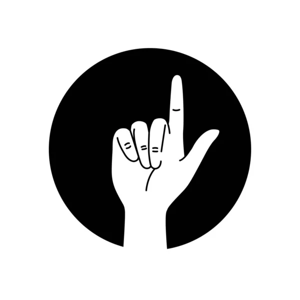 Mão Mostrando Ícone Contagem Glifo Preto Apontando Mão Faça Dedo — Vetor de Stock
